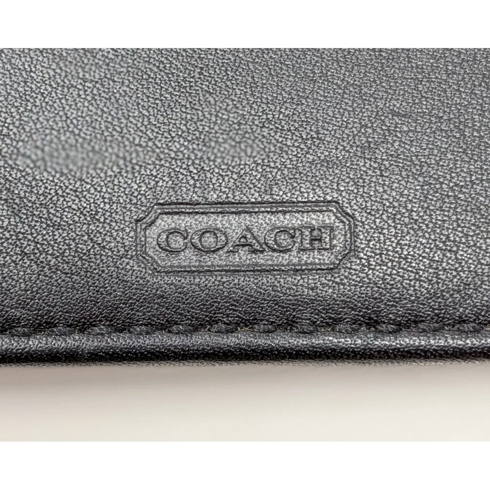 Coach Checkbook Cover Wallet Bi-Fold Soft Leather Pen Holder Black